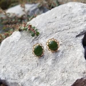 Gold and Jade Earrings
